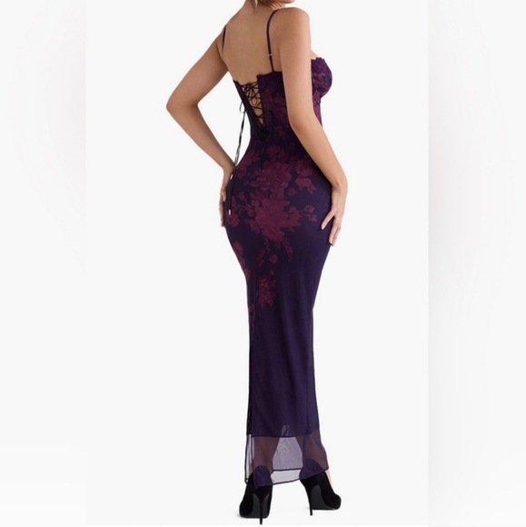 HOUSE of CB Azia This is the genuine, famous floral corset-back dress worn once - Picture 6 of 17